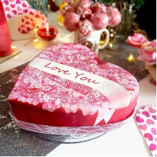 love message cake in heart shape (Medium  (25 x 24 cm (10 Servings)))