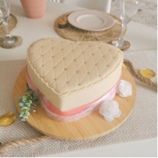 White Deluxe Heart Shaped Valentine's Cake - Double Height