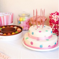 White with pastel colored dots (Large (36 cm(25 servings)))