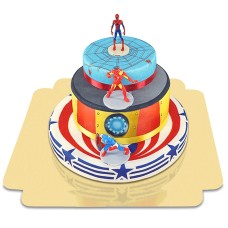 Avengers on 3 tier superhero cake