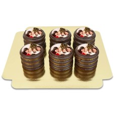 Set of 6 dark chocolate Baumkuchen with photo
