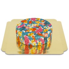 Blue Tropical Flower Cake (Small (6 Servings))
