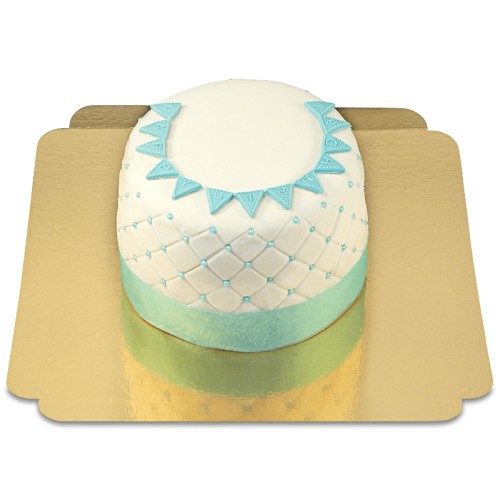 Happy Birthday Deluxe Cake - BLUE - Double Height (Small (12 Servings))