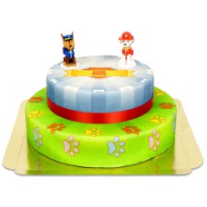 Chase and Marshall from PAW Patrol on two tier dog hero cake
