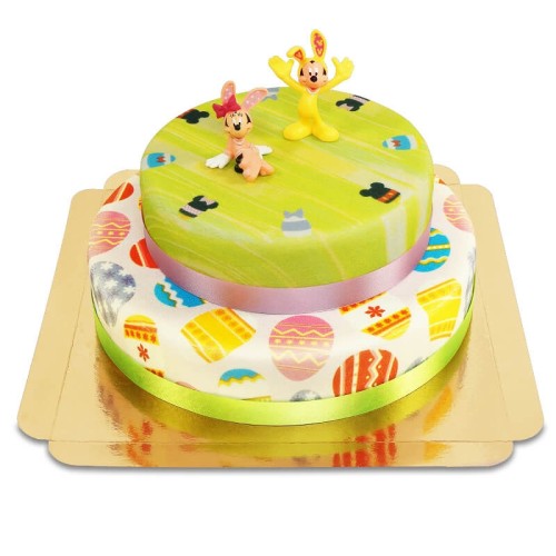Disney characters on a two-tier Easter cake
