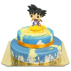 Kid Son Goku on 2 Tier Jindujun Over Town Cake
