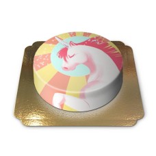Unicorn cake yellow-red (Medium (26 cm(12 servings)))