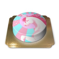 Unicorn cake pink-blue (Large (25 Serving))