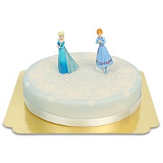 Anna and Elsa from Ice Queen on Ice Cream Cake