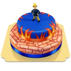 Fireman Sam on Two Tier Fire Cake