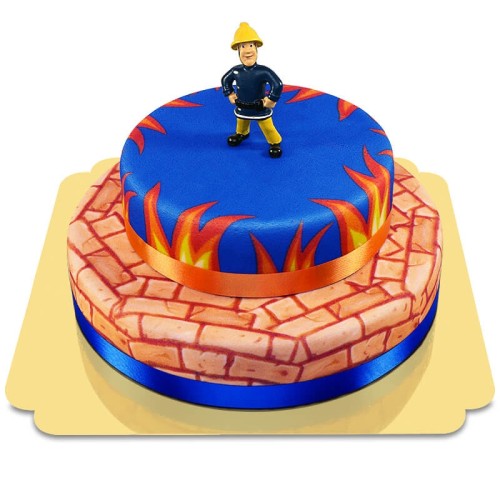 Fireman Sam on Two Tier Fire Cake