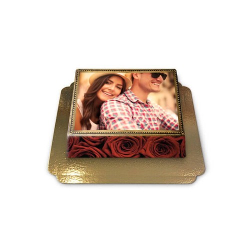 Photo cake in rose design (Small ((20×14 cm)6 servings))