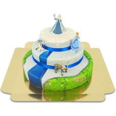 Ice Queen 3 - Ice Queen Elsa, Anna and companions on 3 tier cake