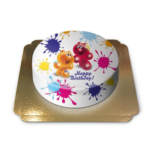 Gelini cake - Happy Birthday splashes of color (Small (6 Servings))