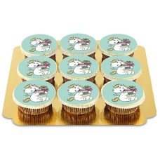 9 green chubby unicorn lucky cupcakes