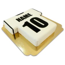 Soccer jersey cake, white with black (Large (40 Serving))