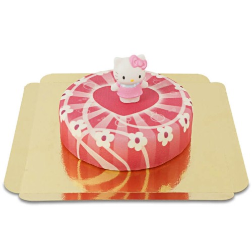 Hello Kitty on Pink Heart Cake (Small (6 Servings))