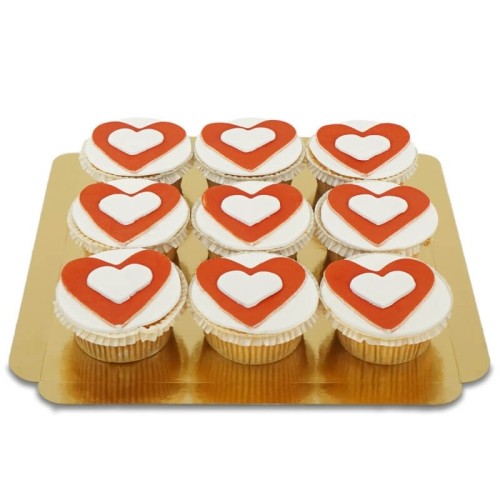 heart cupcakes, 9 pieces