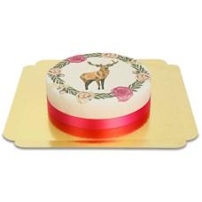 Deer with Flower Wreath Cake (Small (18 cm(6 servings)))
