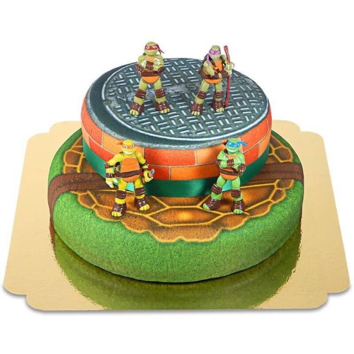 Ninja Turtles on a two tier cake