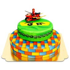 Lego Ninjago on two tier ninja cake