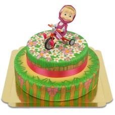 Masha cake with flower meadow