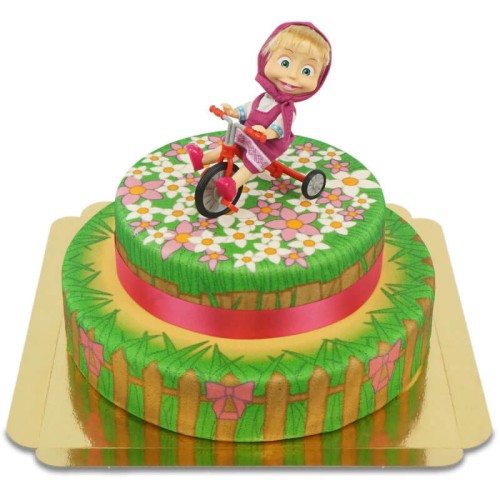 Masha cake with flower meadow