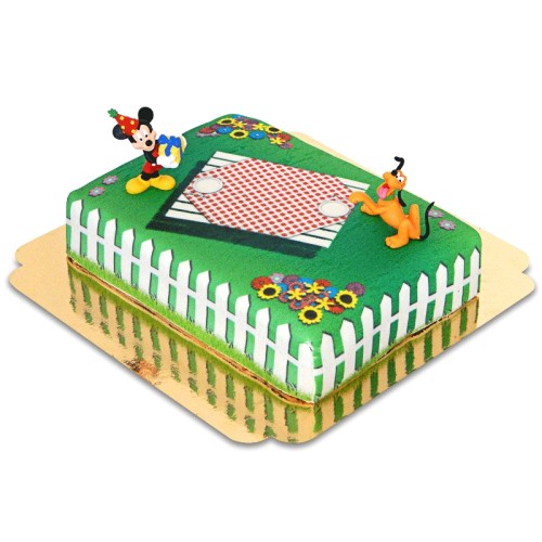 Mickey Mouse and Pluto on Birthday Picnic Cake