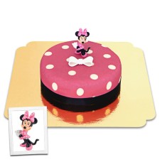 Minnie mouse on dots cake with ribbon (Medium (12 Servings))