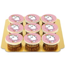 9 pink chubby unicorn cupcakes