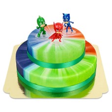 PJ Masks on a two tier hero cake