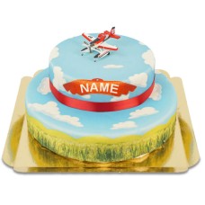 Planes hero flying on 2 tier cloud cake