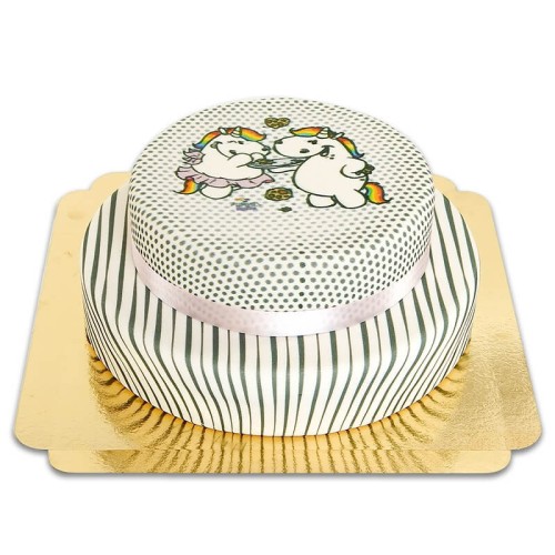 Patterned chubby unicorn cake