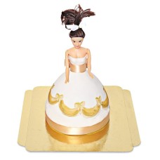 Doll princess cake with gold dress