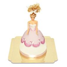Doll princess cake with pink dress