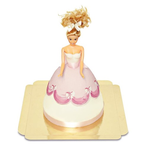 Doll princess cake with pink dress