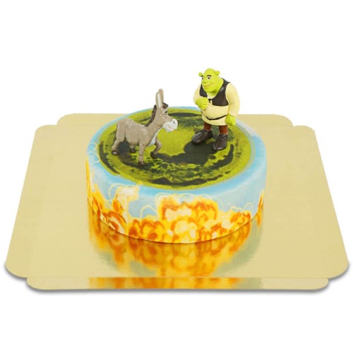 Shrek and donkey on fairy tale cake (Small (6 Servings))