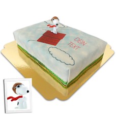 Snoopy on flying doghouse cake
