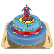 Superman on two tier comic cake