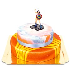 Wonder Woman on a two-tier power cake