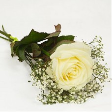 Funeral hand flower with a white rose