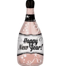 Balloon Happy New Year bottle rose (L)