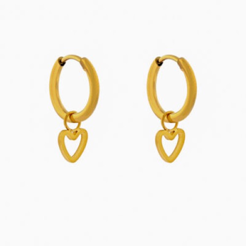 Earrings - Open Heart - Gold