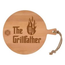 Beech wood serving board round 'The Grillfather' (30cm)