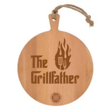 Beech wood serving board round 'The Grillfather' (35cm)
