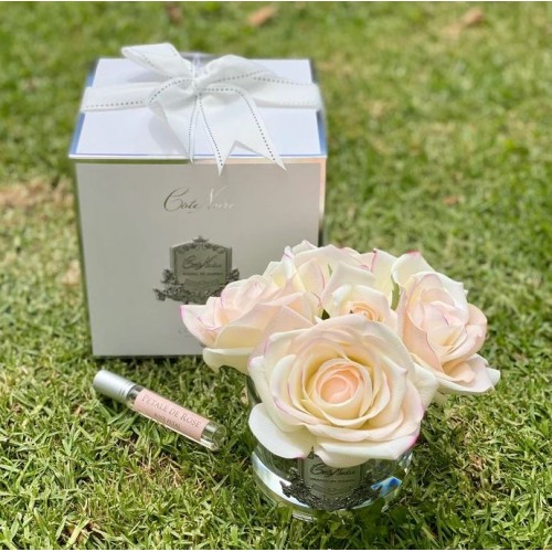 COTE NOIRE PERFUMED FIVE ROSE - PINK BLUSH IN CLEAR GLASS