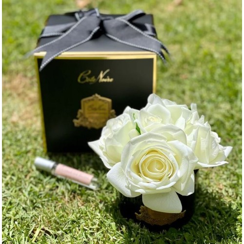 COTE NOIRE PERFUMED FIVE ROSE - IVORY WHITE IN BLACK GLASS