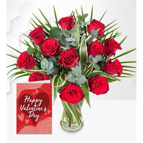 12 Red Roses with Card
