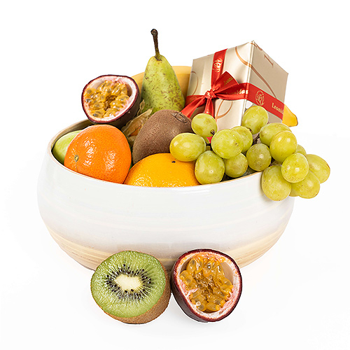 Fruit & Leonidas Chocolates Bamboo Bowl