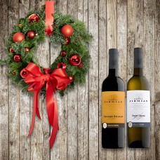 Door wreath Nobilis Green + Red Deco & 2 Italian wines